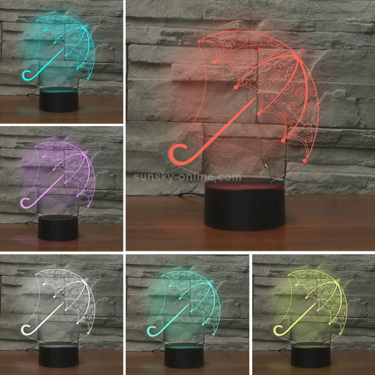 Lampada da tavolo a forma di ombrello 3D con luce a LED colorata, versione  USB touch