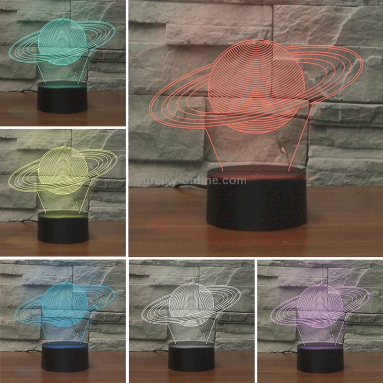 Lampada da tavolo a luce colorata a LED a forma di Saturno 3D, versione con  telecomando a 16 colori