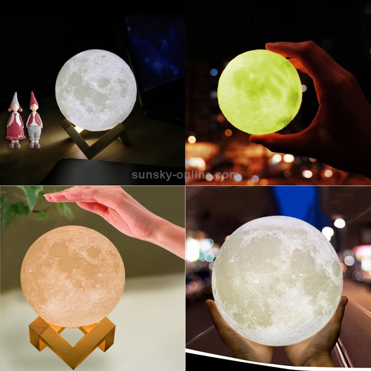 Lampe lune LED 15cm avec télécommande,lampe lune 3D 16 couleurs de lumière  changeantes,décoration lune