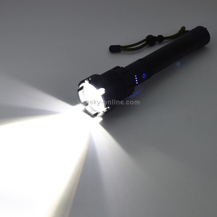 P90 LED lampe de poche forte lumière USB affichage de la puissance de  charge zoom télescopique