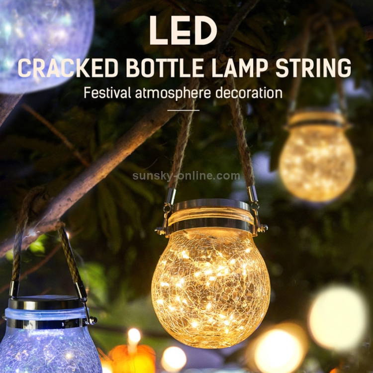 Lampe pendante de bouteille en verre d'énergie solaire IP55 lumière  extérieure imperméable de décoration de jardin (blanc chaud)