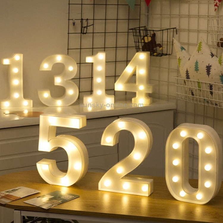 10 Pieces Decorative Led Light up Number Letters White Plastic Marquee  6.3'' Contains All Numbers Light up Number Sign for Night Light Wedding  Party