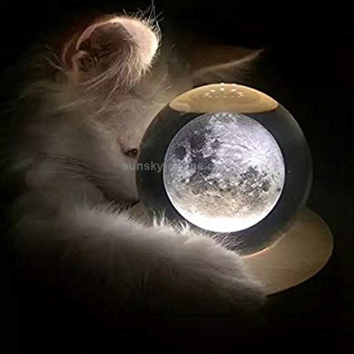 Bola de cristal del sistema solar 3D con base de madera, esfera planeta del  universo grabada, bola de vidrio decorativa para educación infantil