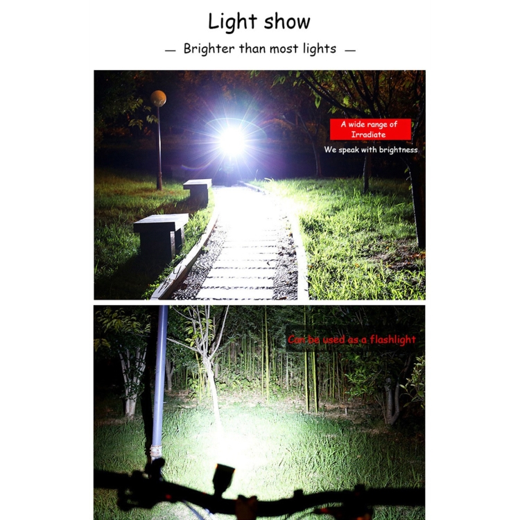 J-052 4 in 1 Dual Lamp Bead Solar Rechargeable Bicycle Light with Power Indicator - 4