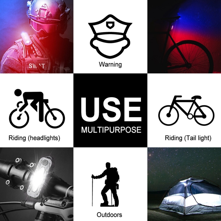 W-014 19 Lamp Beads USB-C / Type-C Rechargeable Red and Blue Warning Bicycle Tail Light - 7