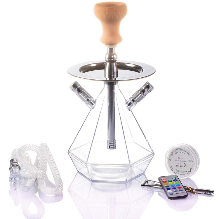 Acrylic Half Round Pot Double Pipe Hookah Set