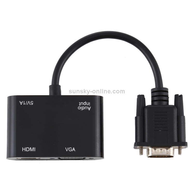 Convertidor adaptador 2 en 1 VGA a HDMI + VGA de 15 pines HDTV con audio - 1