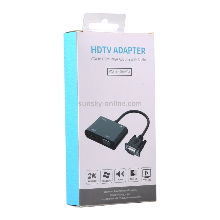 Convertidor adaptador 2 en 1 VGA a HDMI + VGA de 15 pines HDTV con audio - 5