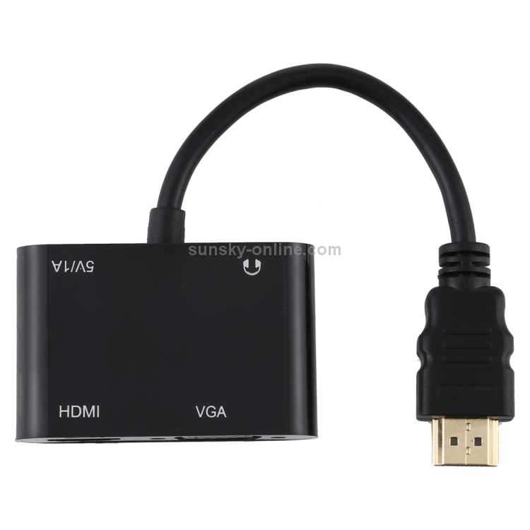 Convertidor Adaptador HDTV 2 en 1 HOMI a HDMI + VGA de 15 Pines con Audio - 1