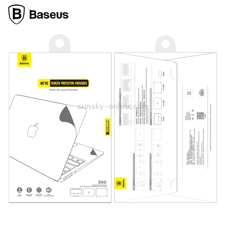 3 PCS Baseus for Macbook Air 11 inch 4H Surface Hardness Anti-scratch Screen Protector Packages Protective Film Cover Kit(1 x 3M Upper Film + 1 x 3M Lower Film + 1 x PET Whole Film)(Silver) 3 PCS Baseus for Macbook Air 11 inch 4H Surface Hardness Anti-scratch Screen Protector Packages Protective Film Cover Kit(1 x 3M Upper Film + 1 x 3M Lower Film + 1 x PET Whole Film)(Silver)