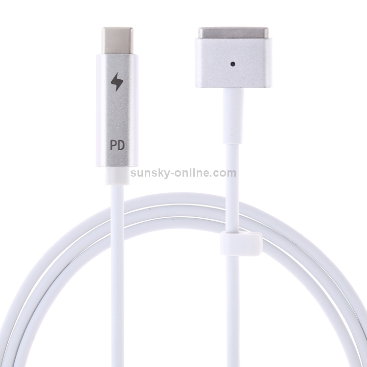 45W / 60W / 65W 5 Pin MagSafe 2 (T-Shaped) to USB-C / Type-C PD Charging Cable(White) 45W / 60W / 65W 5 Pin MagSafe 2 (T-Shaped) to USB-C / Type-C PD Charging Cable(White)