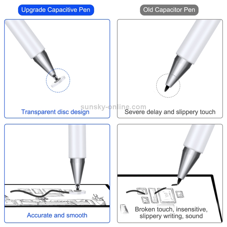 2 in 1 Stationery Writing Tools Metal Ballpoint Pen Capacitive Touch Screen Stylus Pen for Phones, Tablets (Silver)
