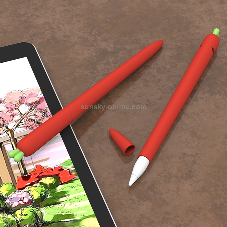 LOVE MEI para Apple Pencil 2 con forma de zanahoria Stylus Pen Funda protectora de silicona (rojo) - 6