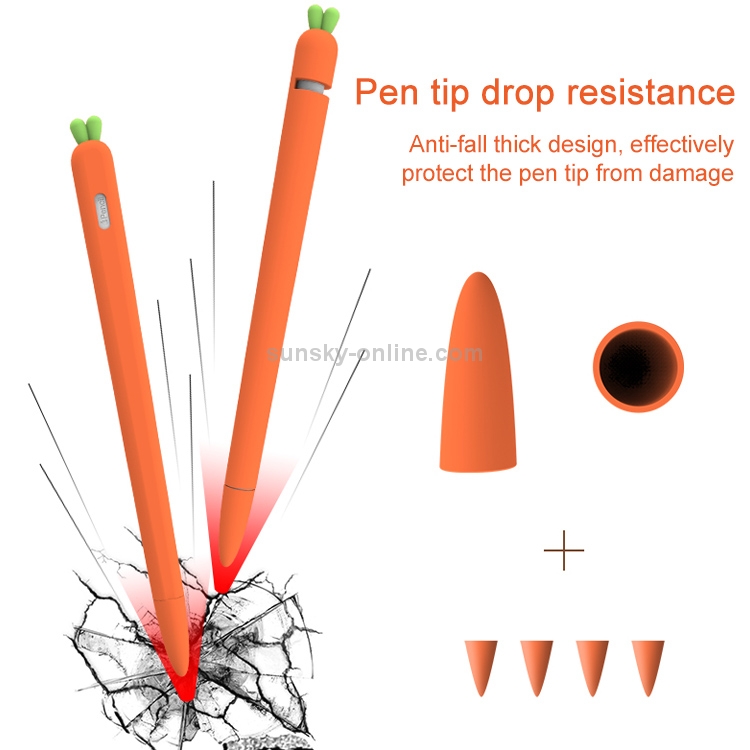 LOVE MEI para Apple Pencil 1 funda protectora de silicona con forma de zanahoria para lápiz óptico (blanco) - 2
