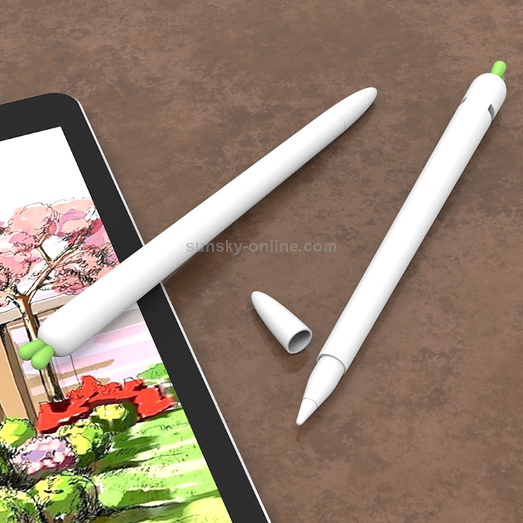 LOVE MEI para Apple Pencil 1 funda protectora de silicona con forma de zanahoria para lápiz óptico (blanco) - 6