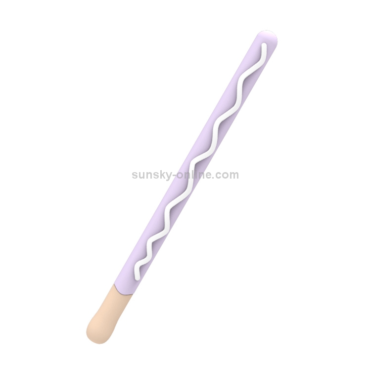 LOVE MEI For Apple Pencil 2 Stripe Design Stylus Pen Funda protectora de silicona (púrpura) - 1