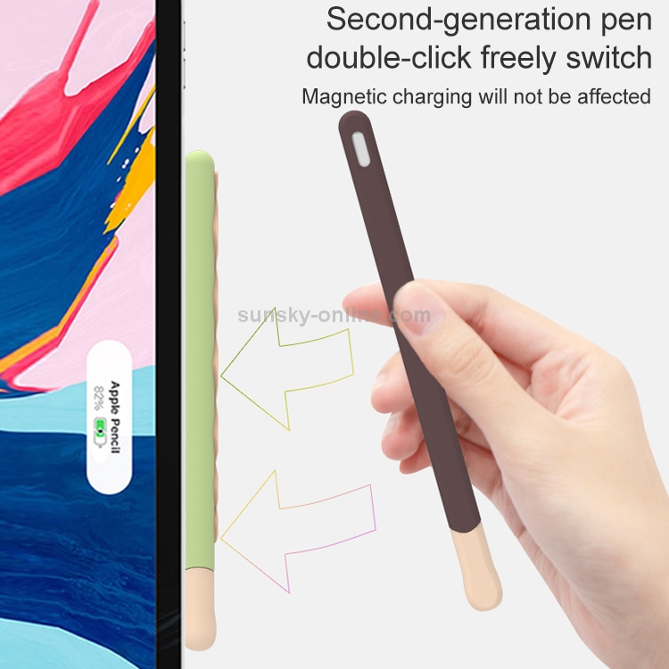 LOVE MEI For Apple Pencil 2 Stripe Design Stylus Pen Funda protectora de silicona (púrpura) - 4