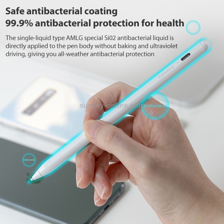 MOMAX TP3 One Link Anti-mistouch Anti-bacterial Active Capacitive Stylus for iPad Special / Universal, with Magnetic Suction MOMAX TP3 One Link Anti-mistouch Anti-bacterial Active Capacitive Stylus for iPad Special / Universal, with Magnetic Suction
