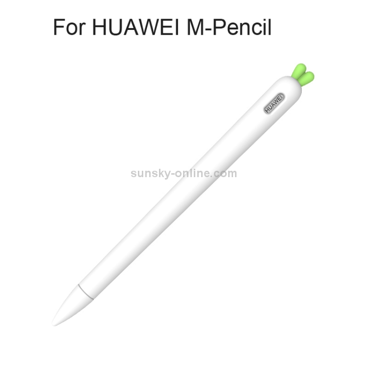 Cubierta protectora de silicona líquida de zanahoria linda con tapa de la pluma y la cubierta de la punta para el lápiz Huawei M (blanco) - 1