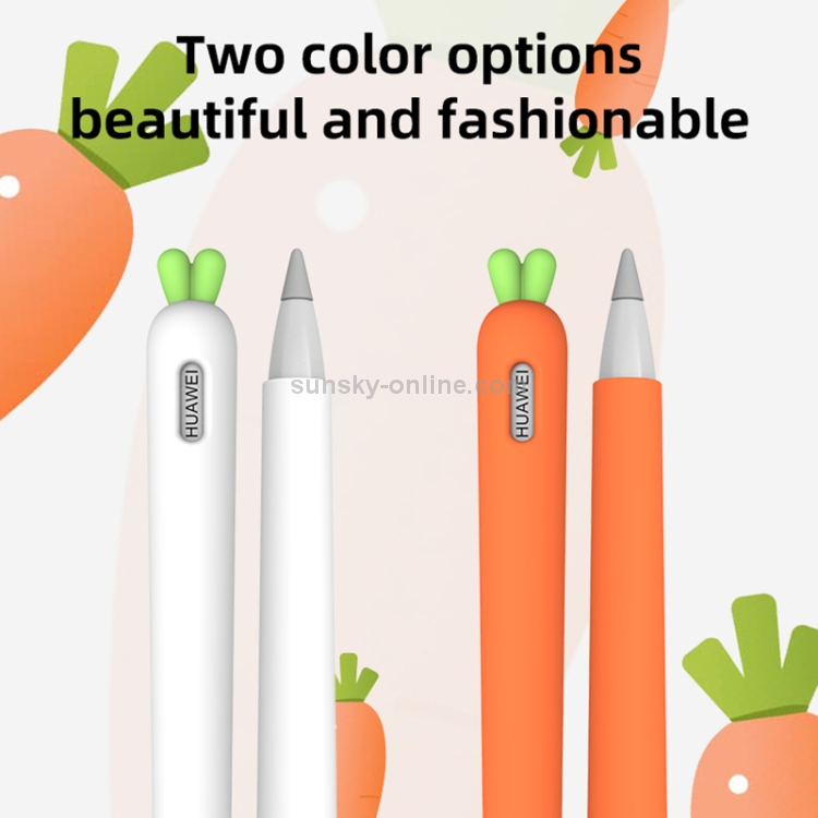 Cubierta protectora de silicona líquida de zanahoria linda con tapa de la pluma y la cubierta de la punta para el lápiz Huawei M (blanco) - B2