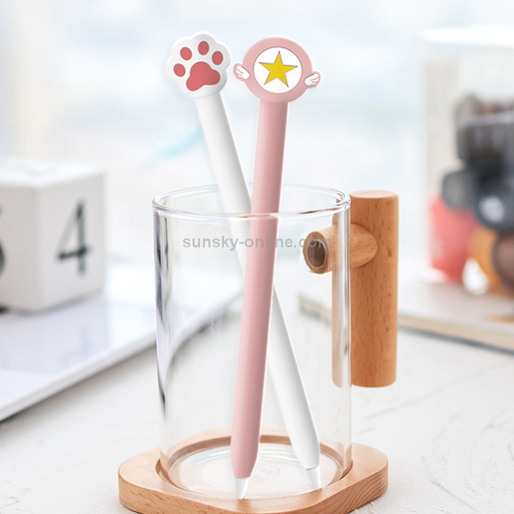 Cubierta protectora de silicona de dibujos animados lindo para lápiz de manzana (estrella de cinco puntas rosa) - B2