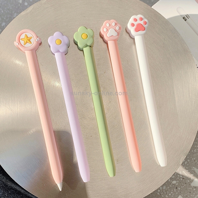 Cubierta protectora de silicona de dibujos animados lindo para lápiz de manzana (estrella de cinco puntas rosa) - B3