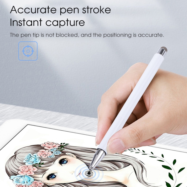 361 2 en 1 Disco de silicona universal NIB lápiz lápiz con teléfono móvil escriba pluma y gorra magnética (blanco) - 5