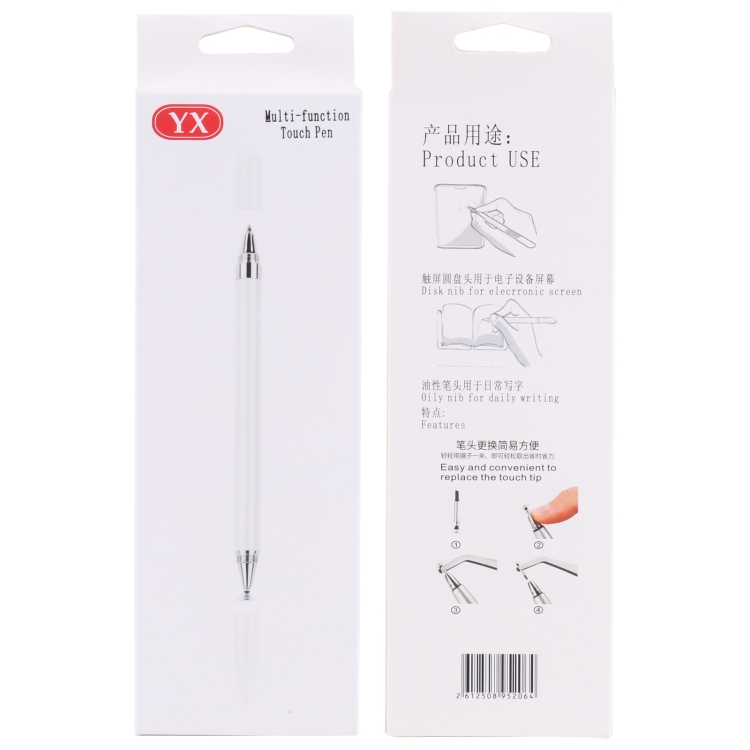 PT360 2 en 1 Disco de silicona universal NIB lápiz lápiz con función de la pluma de escritura común (blanco) - 3