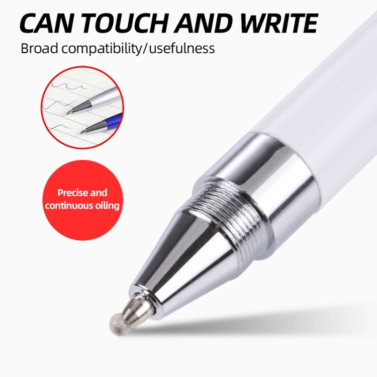 PT360 2 en 1 Disco de silicona universal NIB lápiz lápiz con función de la pluma de escritura común (blanco) - 4