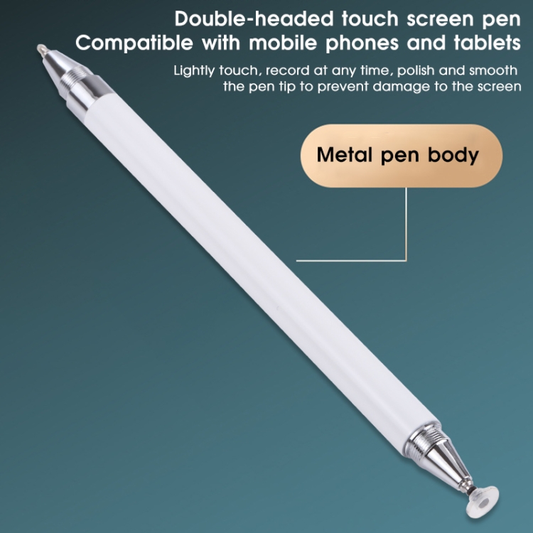 PT360 2 en 1 Disco de silicona universal NIB lápiz lápiz con función de la pluma de escritura común (blanco) - 5