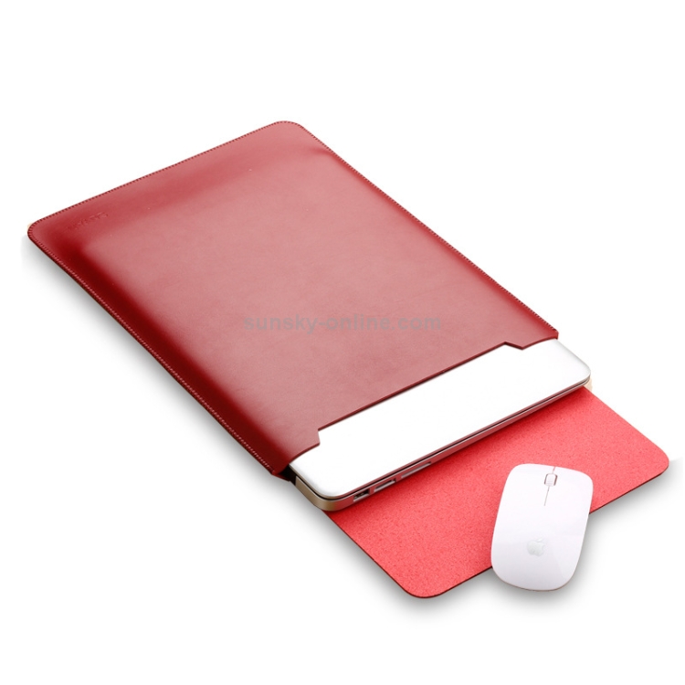 Laptop Microfiber Leather Inner Bag for MacBook Pro 15.4 inch A1707 (2016 - 2017) (Wine Red)