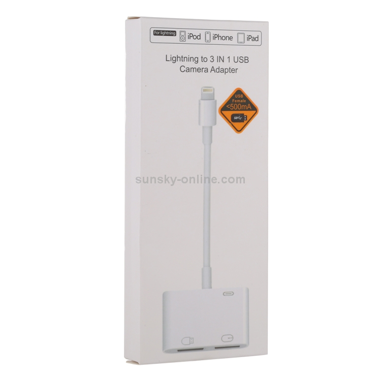 AK109 3 in 1 8 Pin Male to Dual USB Female Port Camera Adapter, Support for iOS 13.0 and Above System AK109 3 in 1 8 Pin Male to Dual USB Female Port Camera Adapter, Support for iOS 13.0 and Above System