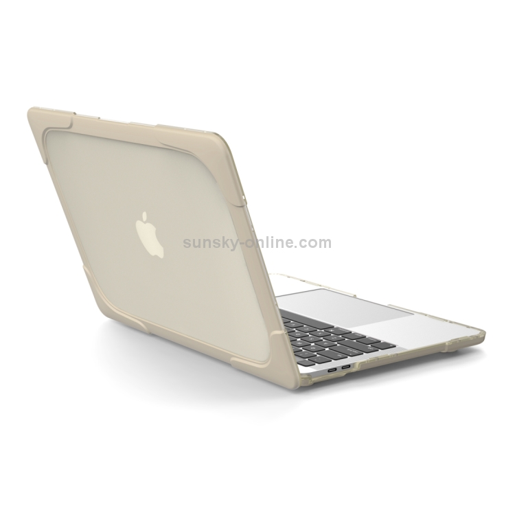 For Macbook Pro 13.3 inch (A1708) & with Touchbar (A1706) Laptop TPU + PC Folding Shockproof Protective Case with Holder(Khaki)