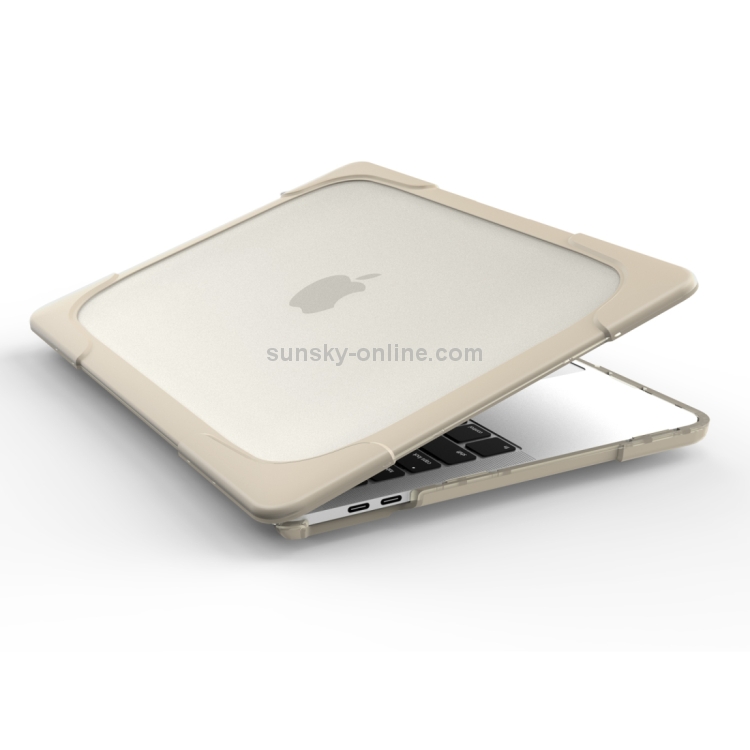 For Macbook Pro 13.3 inch (A1708) & with Touchbar (A1706) Laptop TPU + PC Folding Shockproof Protective Case with Holder(Khaki)