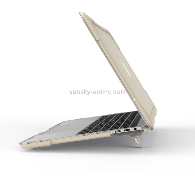 For Macbook Pro 13.3 inch (A1708) & with Touchbar (A1706) Laptop TPU + PC Folding Shockproof Protective Case with Holder(Khaki)