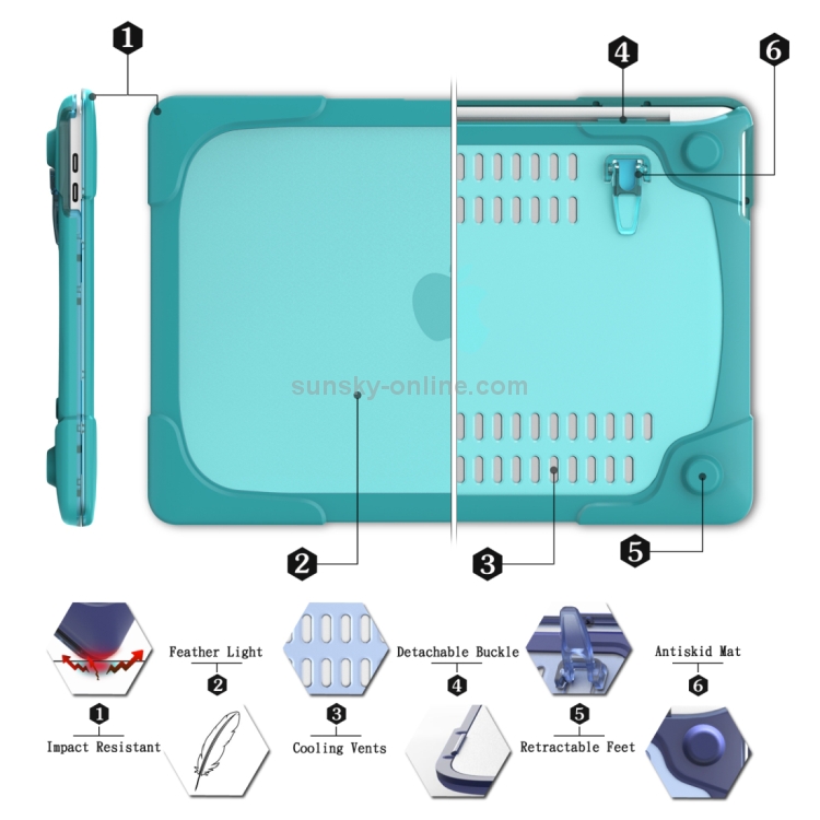 For Macbook Pro 15.4 inch with Touch Bar (A1707) Laptop TPU + PC Folding Shockproof Protective Case with Holder (Baby Blue) For Macbook Pro 15.4 inch with Touch Bar (A1707) Laptop TPU + PC Folding Shockproof Protective Case with Holder (Baby Blue)
