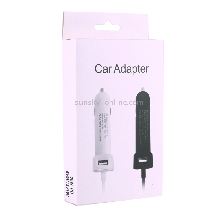 36W 5V 9V 12V 15V 3A DC USB-C / Type-C Car Adapter with 1 USB Port for Apple Macbook A1534, Length: 2m(White) 36W 5V 9V 12V 15V 3A DC USB-C / Type-C Car Adapter with 1 USB Port for Apple Macbook A1534, Length: 2m(White)