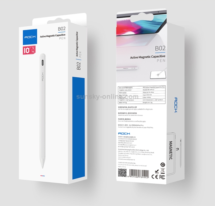 ROCK B02 para iPad Tablet PC Anti-mistouch Lápiz capacitivo activo Stylus Pen (blanco) - 6