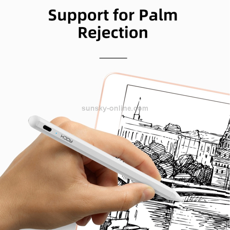 ROCK B02 para iPad Tablet PC Anti-mistouch Lápiz capacitivo activo Stylus Pen (blanco) - 9