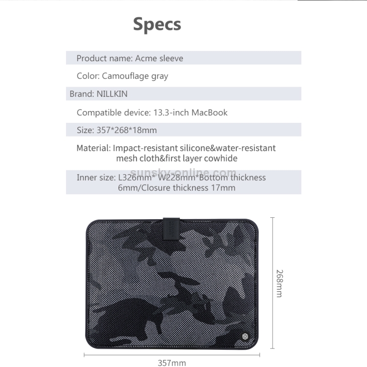 NILLKIN Acme Sleeve Shockproof Sleeve Bag Laptop Bag for MacBook 13.3 inch NILLKIN Acme Sleeve Shockproof Sleeve Bag Laptop Bag for MacBook 13.3 inch