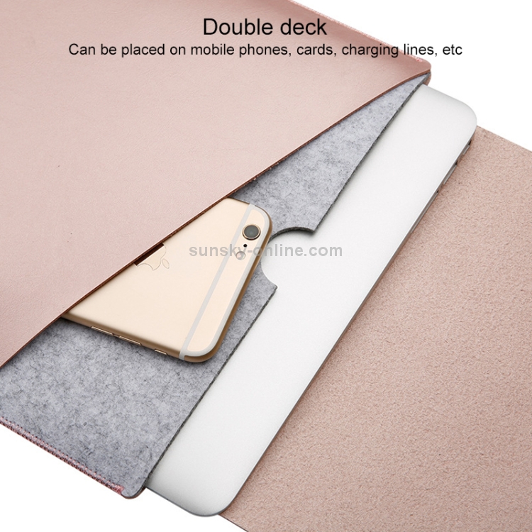 Laptop Microfiber Leather Double Layer Inner Bag for Macbook Air Retina 13.3 inch (2018) (Rose Gold) Laptop Microfiber Leather Double Layer Inner Bag for Macbook Air Retina 13.3 inch (2018) (Rose Gold)