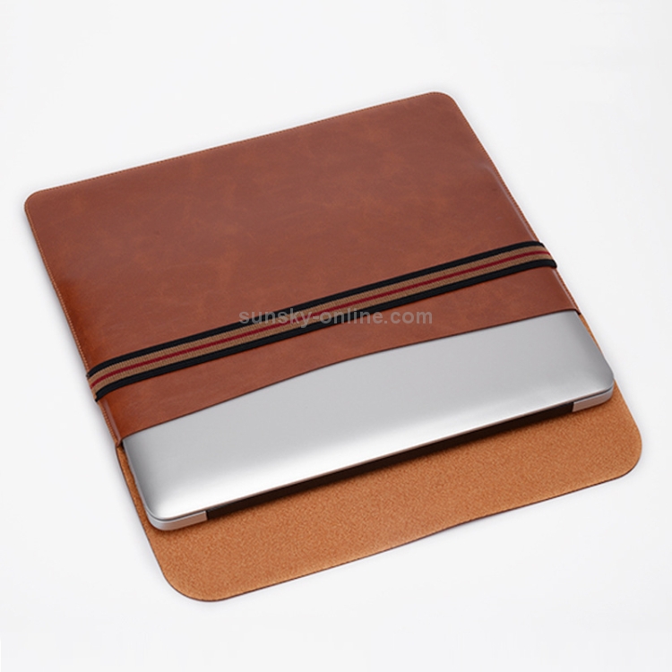 Horizontal Elastic Band Laptop Microfiber Leather Inner Bag for MacBook Pro 13.3 inch (Dark Brown) Horizontal Elastic Band Laptop Microfiber Leather Inner Bag for MacBook Pro 13.3 inch (Dark Brown)