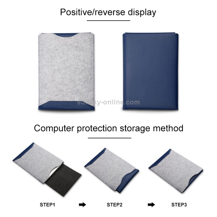 Laptop Crazy Horse Texture Fur Felt Inner Bag for MacBook 11.6 inch(Blue) Laptop Crazy Horse Texture Fur Felt Inner Bag for MacBook 11.6 inch(Blue)