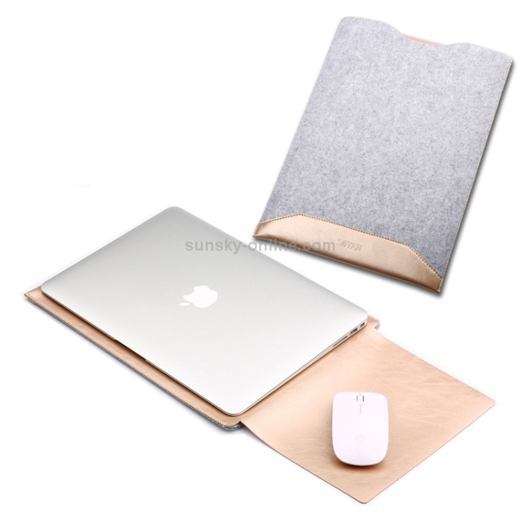 Laptop Crazy Horse Texture Fur Felt Inner Bag for MacBook 12 inch (Champagne Gold) Laptop Crazy Horse Texture Fur Felt Inner Bag for MacBook 12 inch (Champagne Gold)
