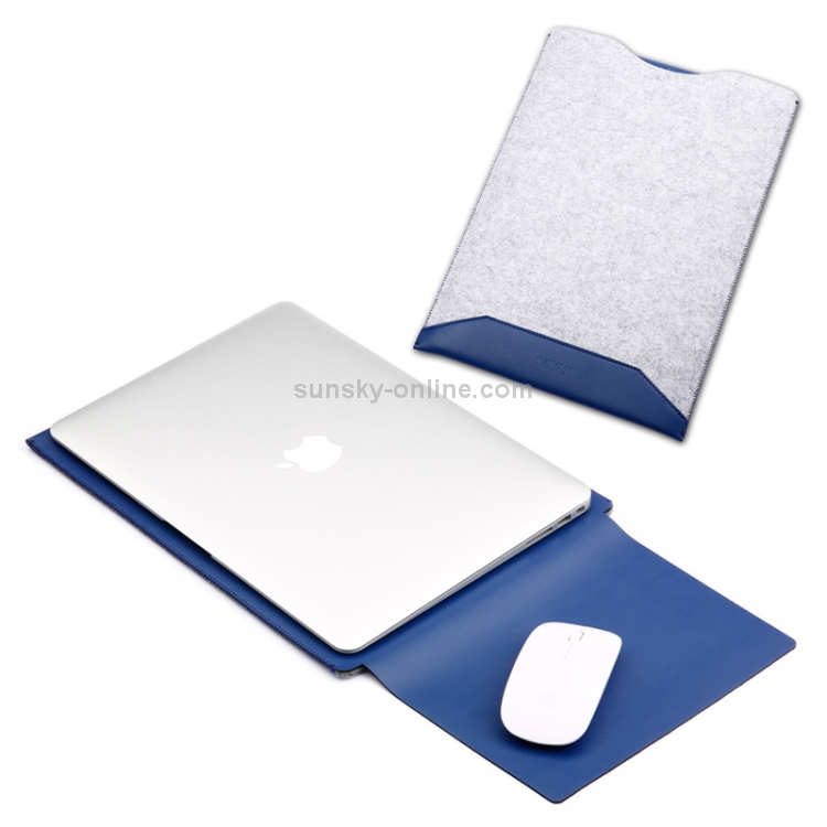 Laptop Crazy Horse Texture Fur Felt Inner Bag for MacBook 15.4 inch (2016 - 2017) (Blue)