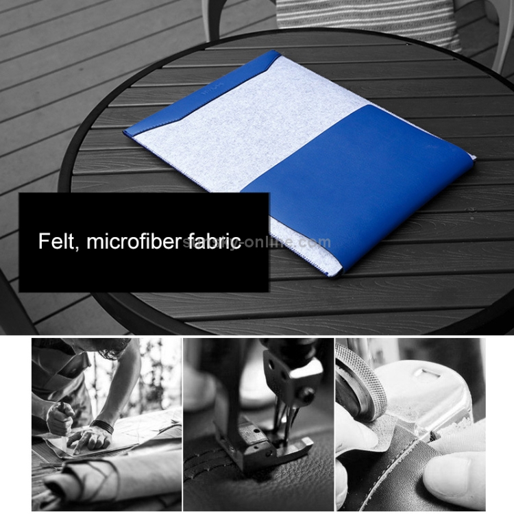 Laptop Crazy Horse Texture Fur Felt Inner Bag for MacBook 15.4 inch (2016 - 2017) (Blue)