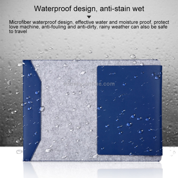 Laptop Crazy Horse Texture Fur Felt Inner Bag for MacBook 15.4 inch (2016 - 2017) (Blue)