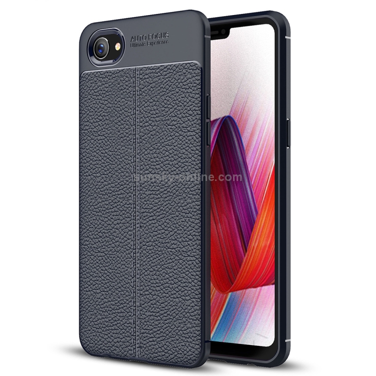 Litchi Texture TPU Case for OPPO A3 (Navy Blue)