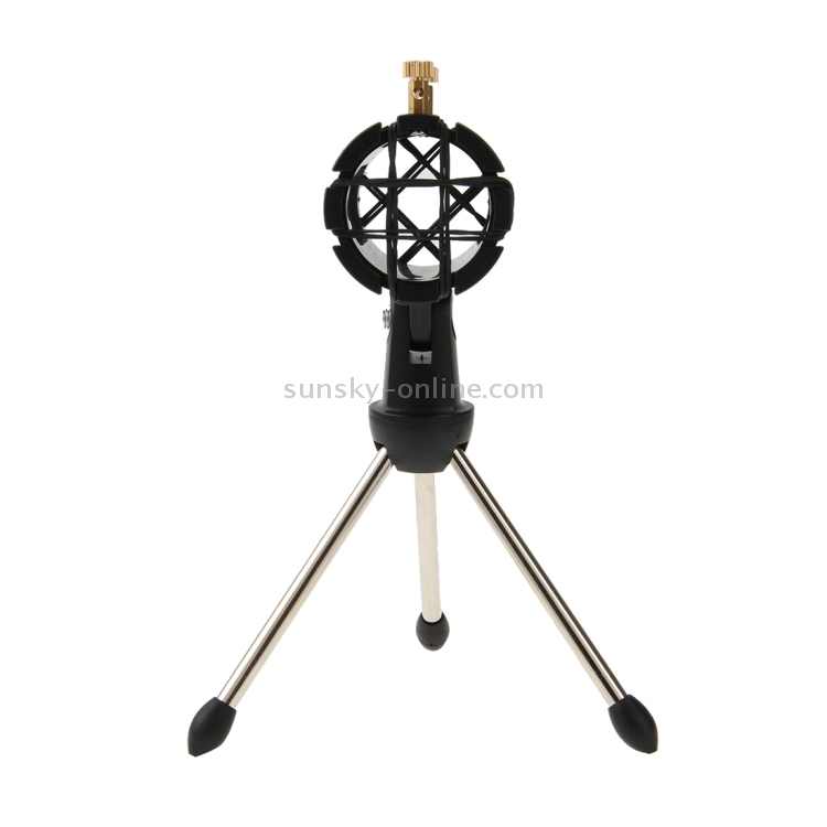 Mini soporte de trípode de micrófono de escritorio ajustable universal con cubierta de parabrisas para micrófono de 21-35 cm de diámetro - 3