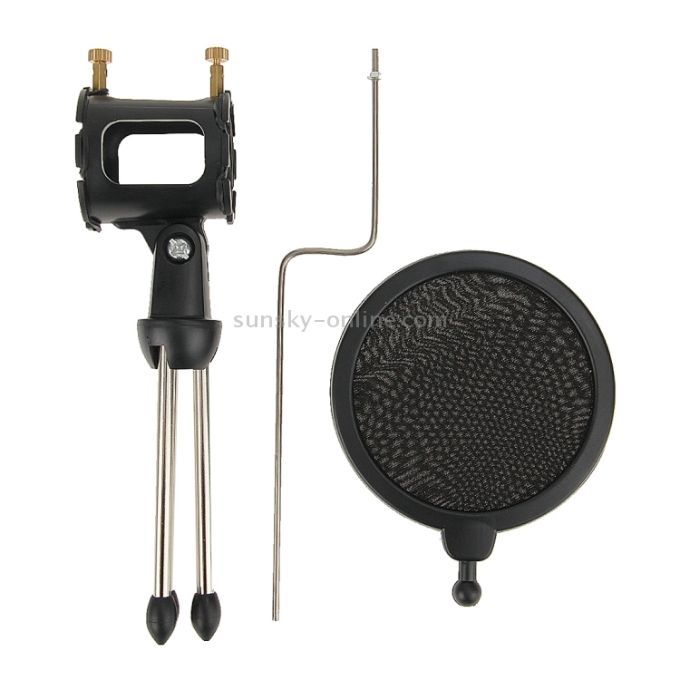 Mini soporte de trípode de micrófono de escritorio ajustable universal con cubierta de parabrisas para micrófono de 21-35 cm de diámetro - 4